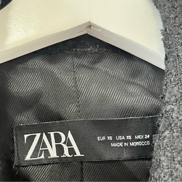 Zara Black Tweed Double-Breasted Blazer - Picture 6 of 12